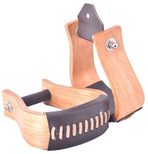 Showman Curved Ashwood Stirrups w/ Leather Tread Showman Curved Ashwood Stirrups w/ Leather Tread