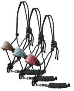 Showman Bronc Style Nylon Rope Halter w/ Filigree Print Noseband Showman Bronc Style Nylon Rope Halter w/ Filigree Print Noseband