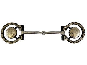Showman 5 1/4" Brown Steel Concho Bit w/ Snaffle Mouth