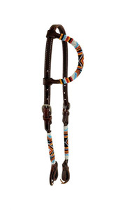 Showman Beaded Southwest Design Single Ear Leather Headstall Showman Beaded Southwest Design Single Ear Leather Headstall