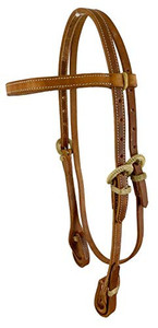 Showman Harness Leather Browband Headstall w/ Rawhide Covered Hardware