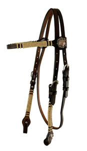 Showman Argentina Cow Leather Browband Headstall w/ Rawhide Accents Showman Argentina Cow Leather Browband Headstall w/ Rawhide Accents