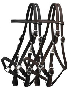 Leather Halter Bridle Combination w/ 7' Leather Split Reins Leather Halter Bridle Combination w/ 7' Leather Split Reins