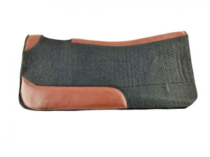 Black Solid Felt Saddle Pad w/ Leather Accents Black Solid Felt Saddle Pad w/ Leather Accents