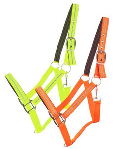 Showman Reflective Neoprene Lined Nylon Halter Showman Reflective Neoprene Lined Nylon Halter