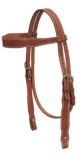 Showman Argentina Cow Leather Headstall w/ Basket Weave Tooling Showman Argentina Cow Leather Headstall w/ Basket Weave Tooling