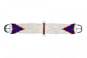 Showman White Mohair String Girth w/ Southwest Design Showman White Mohair String Girth w/ Southwest Design