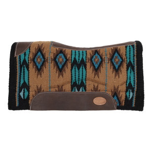 Klassy Cowgirl Teal, Brown & Tan Wool Saddle Pad w/ Memory Felt Klassy Cowgirl Teal, Brown & Tan Wool Saddle Pad w/ Memory Felt