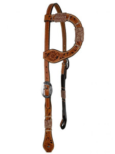 Showman Floral Tooled Single Ear Leather Headstall Showman Floral Tooled Single Ear Leather Headstall