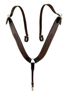 Showman Dark Argentina Cow Leather Barbwire Tooled Pulling Collar Showman Dark Argentina Cow Leather Barbwire Tooled Pulling Collar