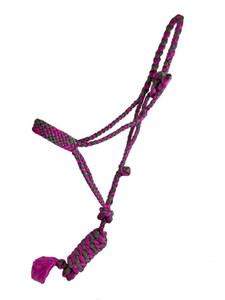 Showman Pink & Gray Braided Mule Tape Halter Showman Pink & Gray Braided Mule Tape Halter
