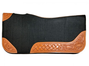 Showman 32" x 31" Black Felt Saddle Pad w/ Tooling Showman 32" x 31" Black Felt Saddle Pad w/ Tooling