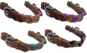 Showman Argentina Cow Leather Braided Color Curb Strap  Showman Argentina Cow Leather Braided Color Curb Strap