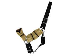 Showman Cream Mohair Wool Bronc Halter w/ Brown Southwest Design Showman Cream Mohair Wool Bronc Halter w/ Brown Southwest Design