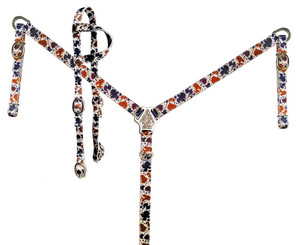 Showman Cow Print Nylon Single Ear Headstall & Breast Collar Set Showman Cow Print Nylon Single Ear Headstall & Breast Collar Set