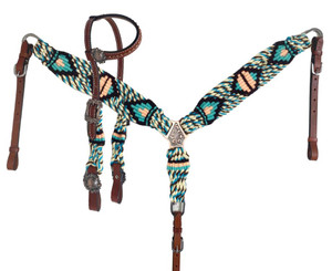 Showman Glade Corded Mohair Single Ear Headstall & Breast Collar Set Showman Glade Corded Mohair Single Ear Headstall & Breast Collar Set