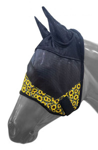 Showman Sunflower & Cheetah Print Fly Mask w/ Ears