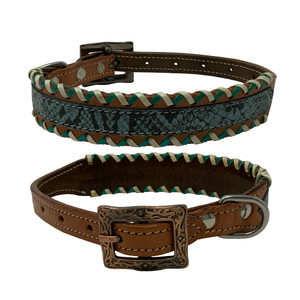 Showman Couture Teal Python Leather Dog Collar Showman Couture Teal Python Leather Dog Collar