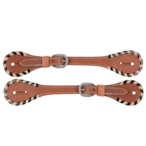 Showman Men's Argentina Cow Leather Spur Straps w/ Rawhide Border Showman Men's Argentina Cow Leather Spur Straps w/ Rawhide Border