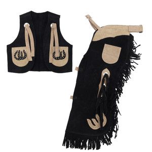 Showman Kid's Suede Chaps & Vest w/ Horseshoe Design