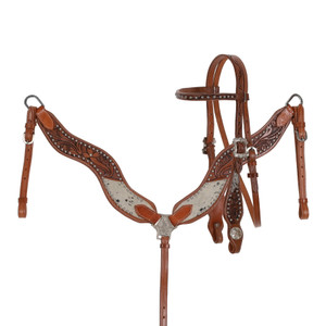 Showman Cowpoke Classic Browband Headstall & Breast Collar Set Showman Cowpoke Classic Browband Headstall & Breast Collar Set