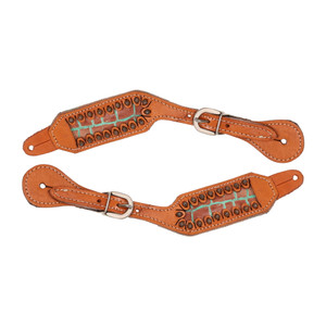 Showman Ladies Teal Bayou Spur Straps Showman Ladies Teal Bayou Spur Straps