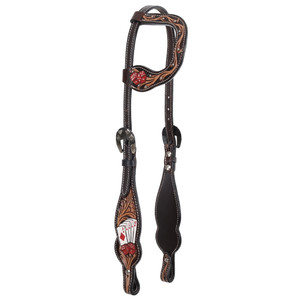 Showman Diamond Flush Single Ear Leather Headstall