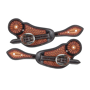 Showman Men's Argentina Cow Leather Wrangler's Weave Spur Straps