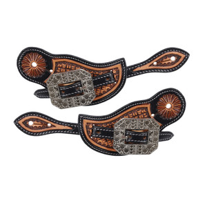 Showman Ladies Argentina Cow Leather Antique Silver Dot Spur Straps