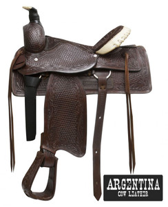 16" Buffalo Argentina Cow Leather Roper Style Saddle 16" Buffalo Argentina Cow Leather Roper Style Saddle