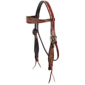 Showman Cedar Blossom Browband Leather Headstall Showman Cedar Blossom Browband Leather Headstall