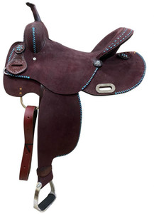 15" Circle S Barrel Style Saddle w/ Teal Buckstitch 15" Circle S Barrel Style Saddle w/ Teal Buckstitch