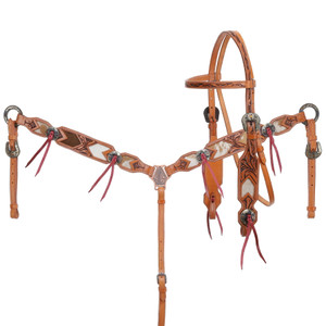 Showman Woodland Hide Browband Headstall & Breast Collar Set