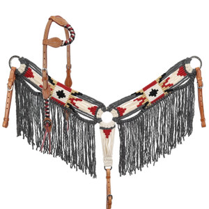 Showman Choctaw Mohair Single Ear Headstall & Breast Collar Set Showman Choctaw Mohair Single Ear Headstall & Breast Collar Set