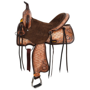 Double T Roughout Diamond Barrel Style Saddle - 15, 16 Inch Double T Roughout Diamond Barrel Style Saddle - 15, 16 Inch