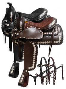 Double T 16", 17" Parade Saddle w/ Matching Headstall & Breast Collar Double T 16", 17" Parade Saddle w/ Matching Headstall & Breast Collar