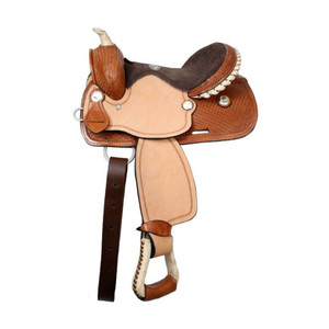 Double T Youth Saddle w/ Suede Leather Seat - 12 Inch Double T Youth Saddle w/ Suede Leather Seat - 12 Inch