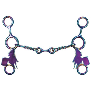 Showman Fast Turns Titanium Coated Stainless Steel JR Cowhorse Bit w/ Dog Bone & Copper Roller