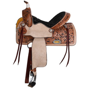Double T Classic Stitch Wild Bloom Barrel Style Saddle - 15 Inch Double T Classic Stitch Wild Bloom Barrel Style Saddle - 15 Inch