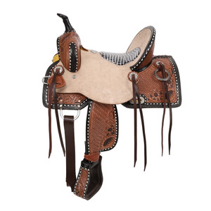 Double T Floral Weaves Barrel Style Saddle - 13 Inch Double T Floral Weaves Barrel Style Saddle - 13 Inch