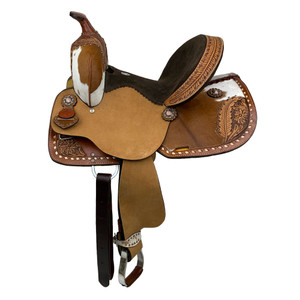Double T Floral Frontier Barrel Style Saddle - 13 Inch Double T Floral Frontier Barrel Style Saddle - 13 Inch