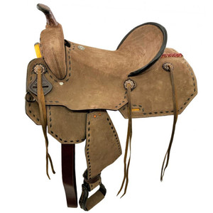 17" Double T Chocolate Roughout Barrel Saddle w/ Black Buckstitch 17" Double T Chocolate Roughout Barrel Saddle w/ Black Buckstitch