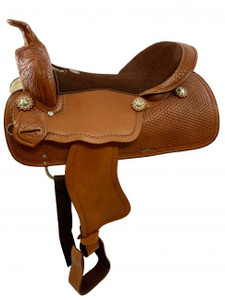 16" Double T Pleasure Style Light Oil Saddle w/ Full QH Bars 16" Double T Pleasure Style Light Oil Saddle w/ Full QH Bars