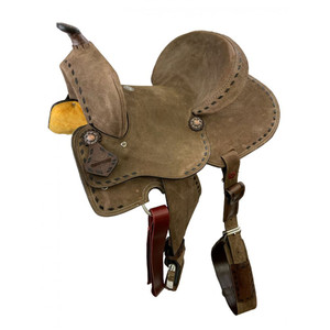 Double T Chocolate Roughout Barrel Saddle w/ Extra Deep Seat - 15 Inch Double T Chocolate Roughout Barrel Saddle w/ Extra Deep Seat - 15 Inch