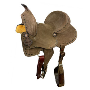 Double T Chocolate Roughout Barrel Saddle w/ Extra Deep Seat - 16 Inch Double T Chocolate Roughout Barrel Saddle w/ Extra Deep Seat - 16 Inch
