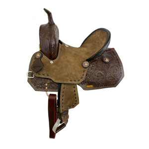 Double T Cocoa Rose Youth Hard Seat Barrel Style Saddle - 10 Inch Double T Cocoa Rose Youth Hard Seat Barrel Style Saddle - 10 Inch
