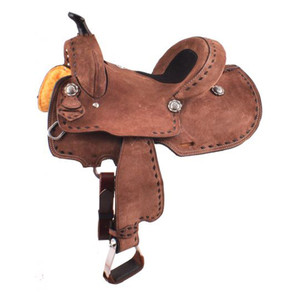 Double T Youth/Pony Chocolate Roughout Barrel Saddle - 12, 13 Inch Double T Youth/Pony Chocolate Roughout Barrel Saddle - 12, 13 Inch