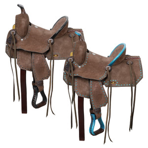 13" Double T Youth/Pony Chocolate Roughout Barrel Saddle 13" Double T Youth/Pony Chocolate Roughout Barrel Saddle