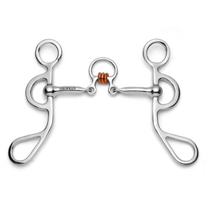 Showman Argentine Shank Bit w/ Three Piece Jointed Copper Rollers