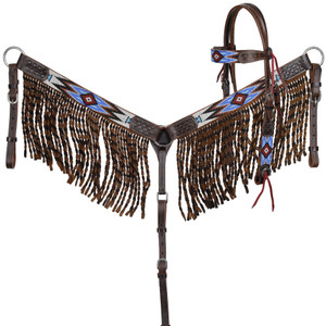 Showman Lakota Sky Beaded Browband Headstall & Breast Collar Set